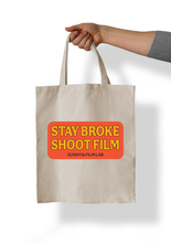 Load image into Gallery viewer, STAY BROKE SHOOT FILM TOTE BAG

